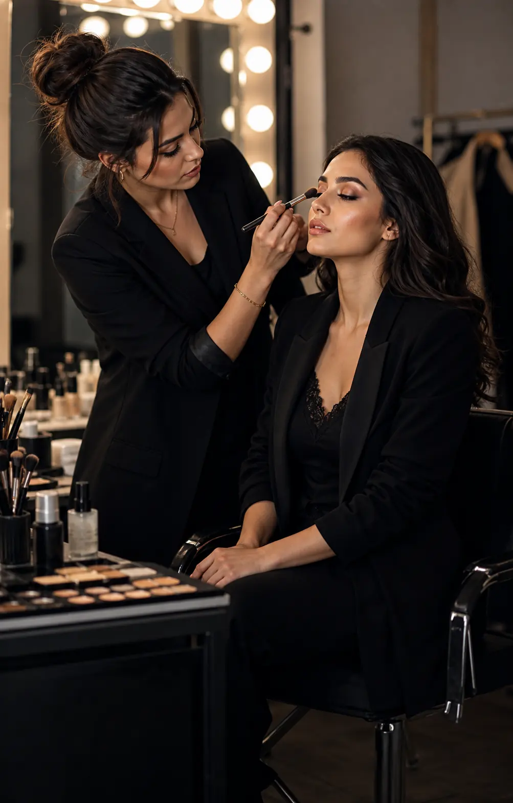 Makeup artist working backstage